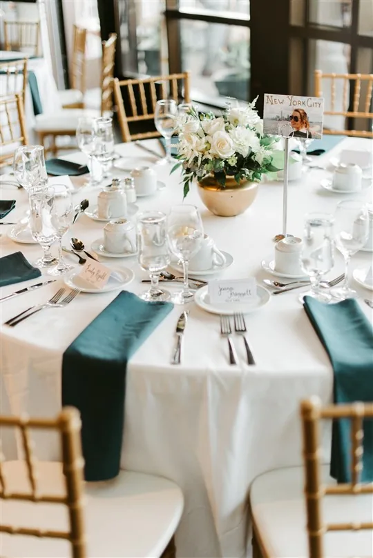 An elegant wedding tablescape at Lago