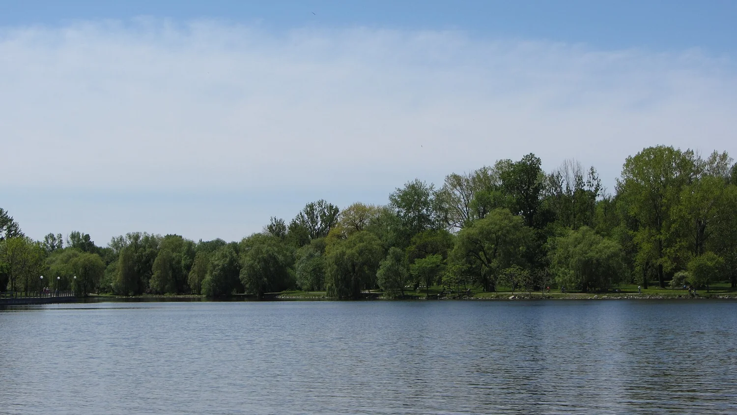 Dow's Lake in Ottawa on a clear summer day, the water Umbrella Bar overlooks