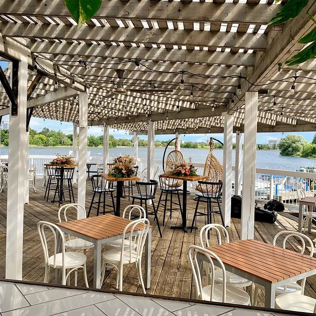 The Umbrella Bar rooftop patio at Lago overlooking Dow's Lake
